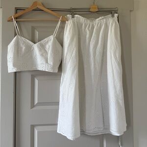 Universal Thread White Eyelet Matching Separates Crop Top and Skirt